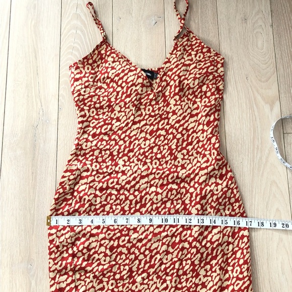 Pretty Little Thing Red Leopard Frill Hem Midi Dress Size 4 - Picture 12 of 12